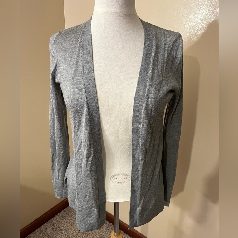 LOFT Gray Lightweight Wool Blend Cardigan Sz XS EUC
